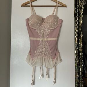 Most Gorgeous baby light pink bustier babydoll corset lace lingerie dress